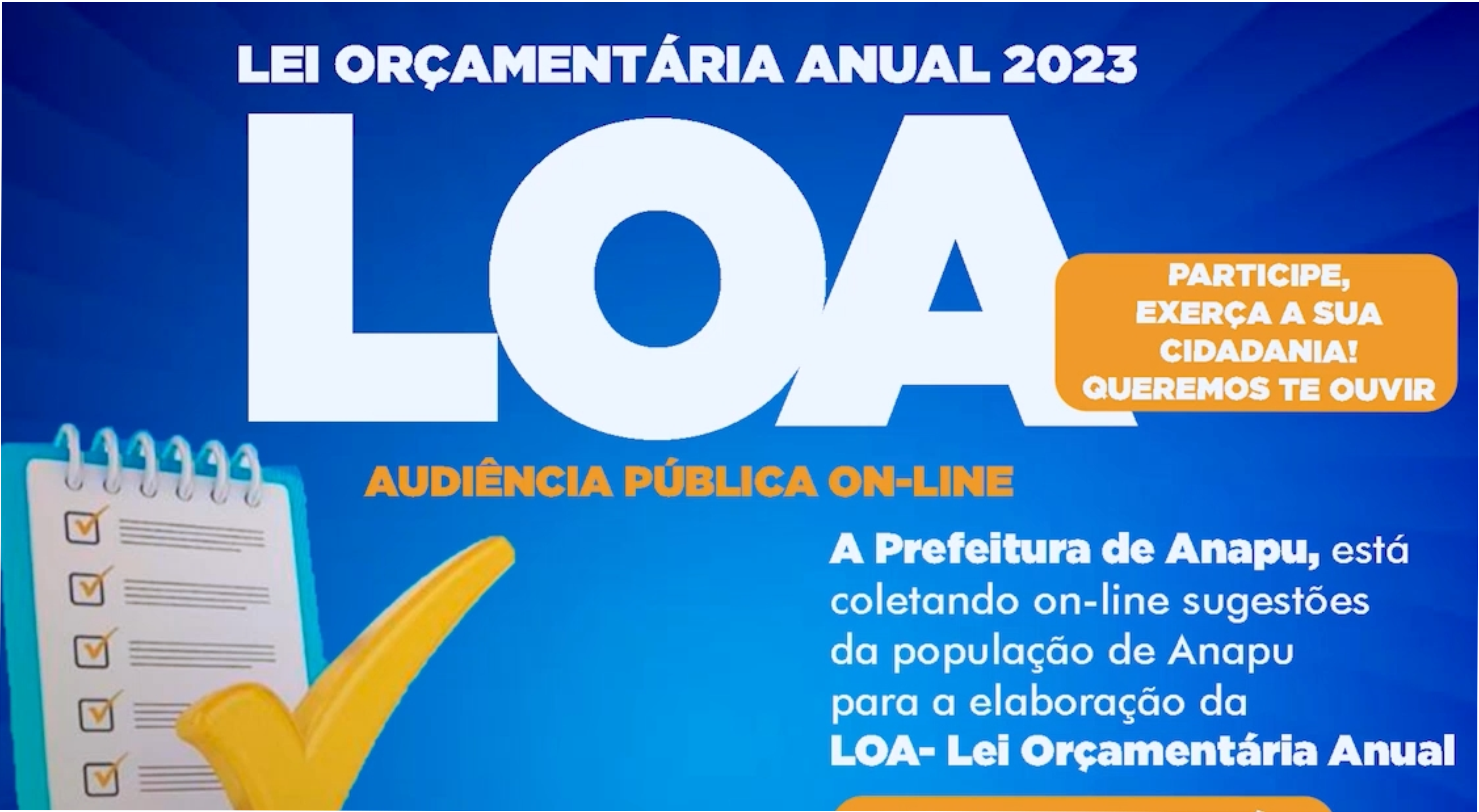 CONVITE-  Para participar da AUDIÊNCIA PÚBLICA de análise e discussão do Orçamento Geral do Município de Guajará-Mirim - LOA