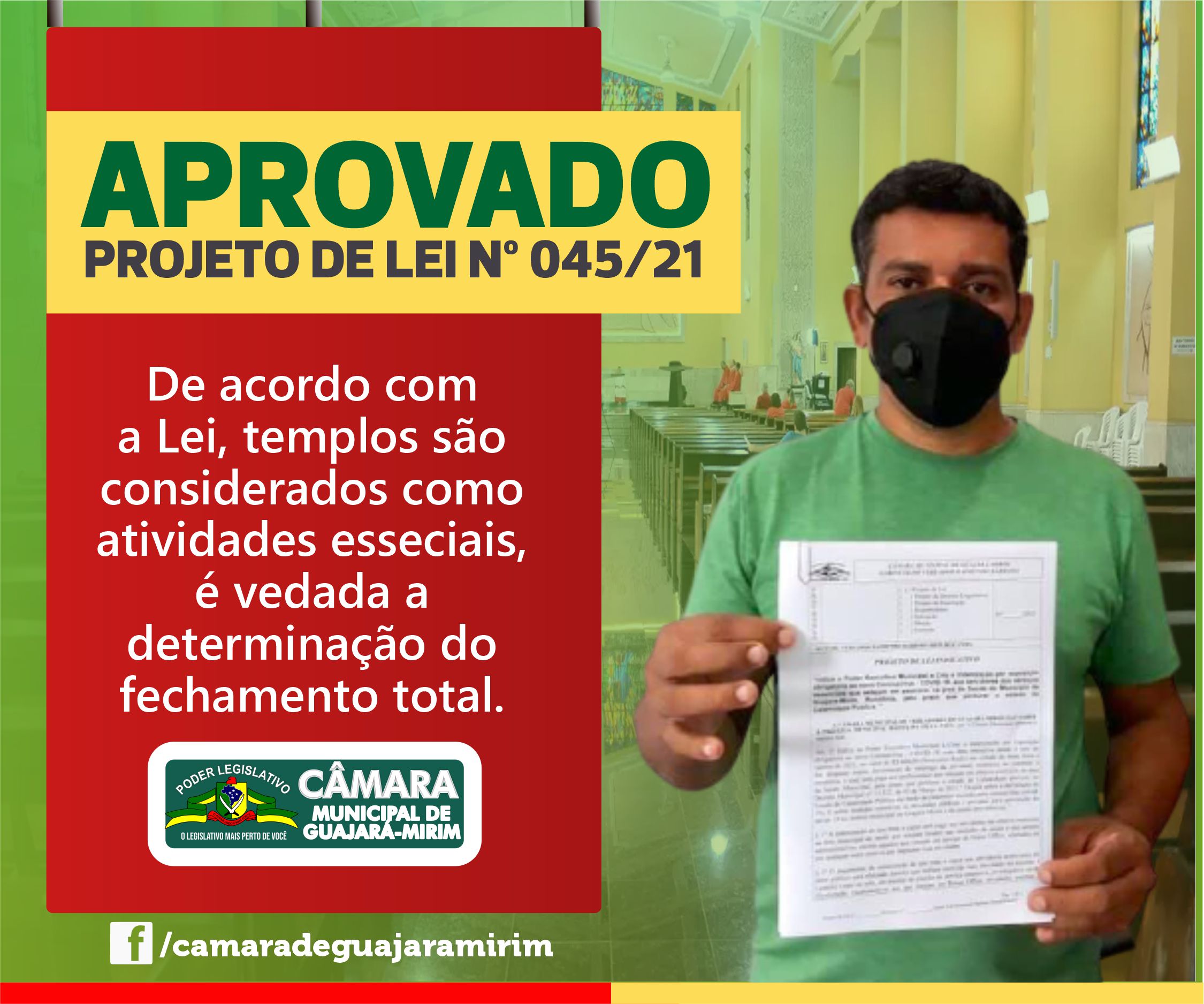 É lei, igrejas e tempos religiosos são incluídos como atividade essencial em períodos de calamidade em Guajará-Mirim.