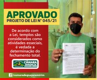 É lei, igrejas e tempos religiosos são incluídos como atividade essencial em períodos de calamidade em Guajará-Mirim.